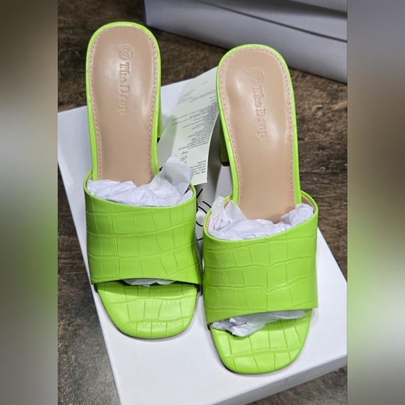 The Drop Pattie High Block- Heeled Mule Sandal #769, 770, 789, 790 - Picture 2 of 10